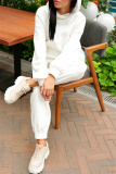 White Fashion Casual Solid Basic Hooded Collar Long Sleeve Two Pieces