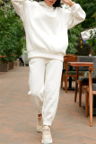 Apricot Fashion Casual Solid Basic Hooded Collar Long Sleeve Two Pieces