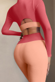 Pink Casual Solid Split Joint Half A Turtleneck Long Sleeve Two Pieces