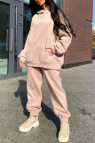 Apricot Fashion Casual Solid Basic Hooded Collar Long Sleeve Two Pieces