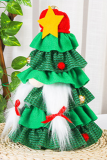 Lake Green Christmas Day Party Cute Patchwork Flounce Christmas Tree Printed Costumes