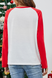 Red Casual Party Wapiti Patchwork O Neck Tops