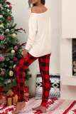 White Christmas Day Casual Party Cute Split Joint Print Costumes