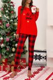 White Christmas Day Casual Party Cute Split Joint Print Costumes
