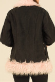 Black Fashion Casual Patchwork Solid Cardigan Outerwear
