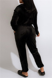 Black Fashion Casual Solid Bandage Patchwork Zipper Collar Regular Jumpsuits