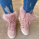 Beige Fashion Casual Bandage Split Joint Printing Keep Warm Shoes