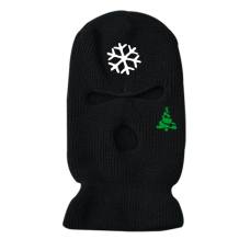 Black Casual Party Print Snowflakes Christmas Tree Printed Split Joint Riding Mask
