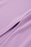 Purple Fashion Casual Solid Tassel Vests U Neck Plus Size Two Pieces