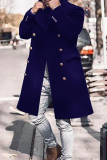 Purplish Red Fashion Casual Solid Patchwork Buckle Turndown Collar Outerwear