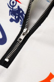 White Sportswear Letter Print Zipper Collar Long Sleeve Two Pieces