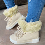 Beige Fashion Casual Bandage Split Joint Printing Keep Warm Shoes