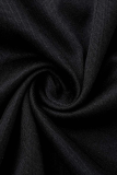 Black Sexy Patchwork Patchwork Half A Turtleneck Irregular Dress Dresses