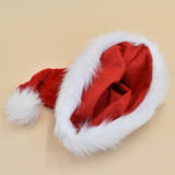 Red Fashion Patchwork Solid Color Plush Christmas Hat