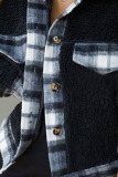 Black Casual Street Print Split Joint Buckle Turndown Collar Outerwear