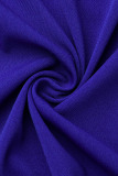 Purple Casual Solid Tassel Patchwork Zipper O Neck Dresses