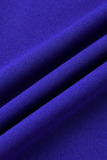Purple Casual Solid Tassel Patchwork Zipper O Neck Dresses