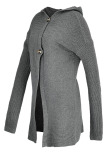 Grey Fashion Cardigan Hooded Long Jacket