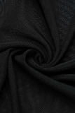 Black Sexy Solid Split Joint Fold Asymmetrical V Neck Regular Jumpsuits