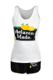 Black Yellow Casual Print Split Joint Sleeveless Two Pieces