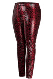 Red Sexy Print Split Joint Plus Size 