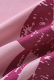 Khaki Fashion Casual Print Basic O Neck Long Sleeve Two Pieces