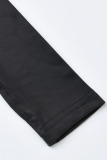 Black Fashion Sportswear Adult Milk Fiber Letter Print Patchwork Letter O Neck Long Sleeve Regular Sleeve Short Two Pieces