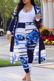 Camouflage Fashion Casual Street Vacation Print Printing cardigan Plus Size Two Pieces