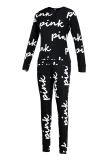 Black Stylish Personality Letter Printing Two-piece Set