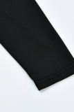 Black Fashion Casual Letter Print Basic V Neck Plus Size Two Pieces