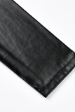Black Fashion Casual Solid Basic Turndown Collar Tops