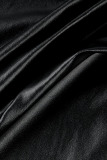 Black Fashion Casual Solid Basic Turndown Collar Tops