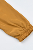 Orange Casual Sportswear Long Sleeve Zipper Collar Regular Sleeve Short Letter Print Two Pieces