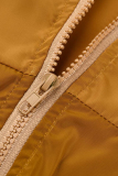 Orange Casual Sportswear Long Sleeve Zipper Collar Regular Sleeve Short Letter Print Two Pieces
