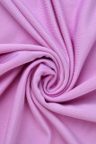 Light Purple Casual Print Split Joint O Neck A Line Dresses