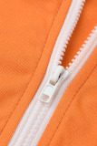 Tangerine Casual Solid Patchwork Zipper Zipper Collar Sleeveless Two Pieces