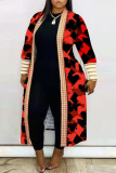 Camouflage Fashion Casual Print Leopard Cardigan Plus Size Overcoat