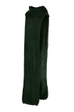 Green Fashion Casual Solid Slit Turtleneck Sleeveless Dress (Without Waist Chain)