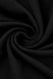 Black Fashion Sexy Patchwork Hot Drilling Slit O Neck Long Sleeve Plus Size Dresses