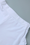 White Fashion Casual Solid Tassel Regular High Waist Pencil Trousers