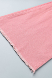 Pink Fashion Casual Denim Flared Pants