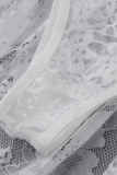 White Sexy Patchwork Lace Spaghetti Strap Cake Skirt Dresses