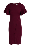 Purple Casual Solid Split Joint O Neck Straight Dresses