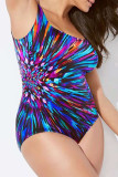 Purple Fashion Sexy Print Backless U Neck Plus Size Swimwear