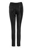 Black Casual Solid Split Joint High Waist Pencil Solid Color Bottoms