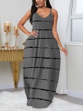 Black Casual Print Patchwork Spaghetti Strap Printed Dress Plus Size Dresses