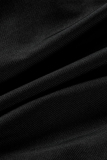 Black Fashion Sexy Solid Slit Fold V Neck Long Sleeve Evening Dress