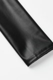 Black Fashion Sexy Solid Split Joint Slit Half A Turtleneck Long Sleeve Dresses