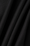 Black Fashion Casual Print Basic O Neck Short Sleeve Dress Dresses