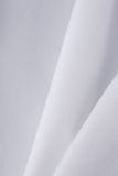 White Fashion Casual Solid Bandage Turndown Collar Tops